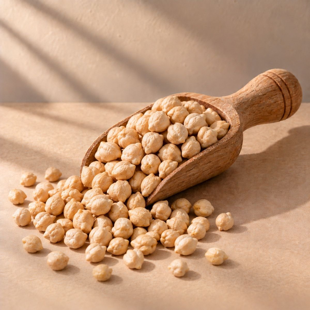 Kabuli Chana in a wooden scoop