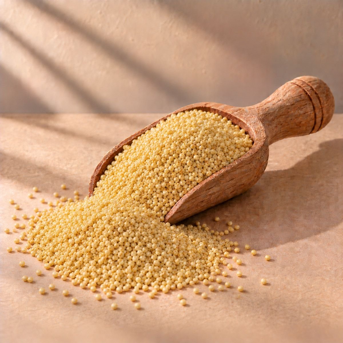 Little Millet in a wooden scoop