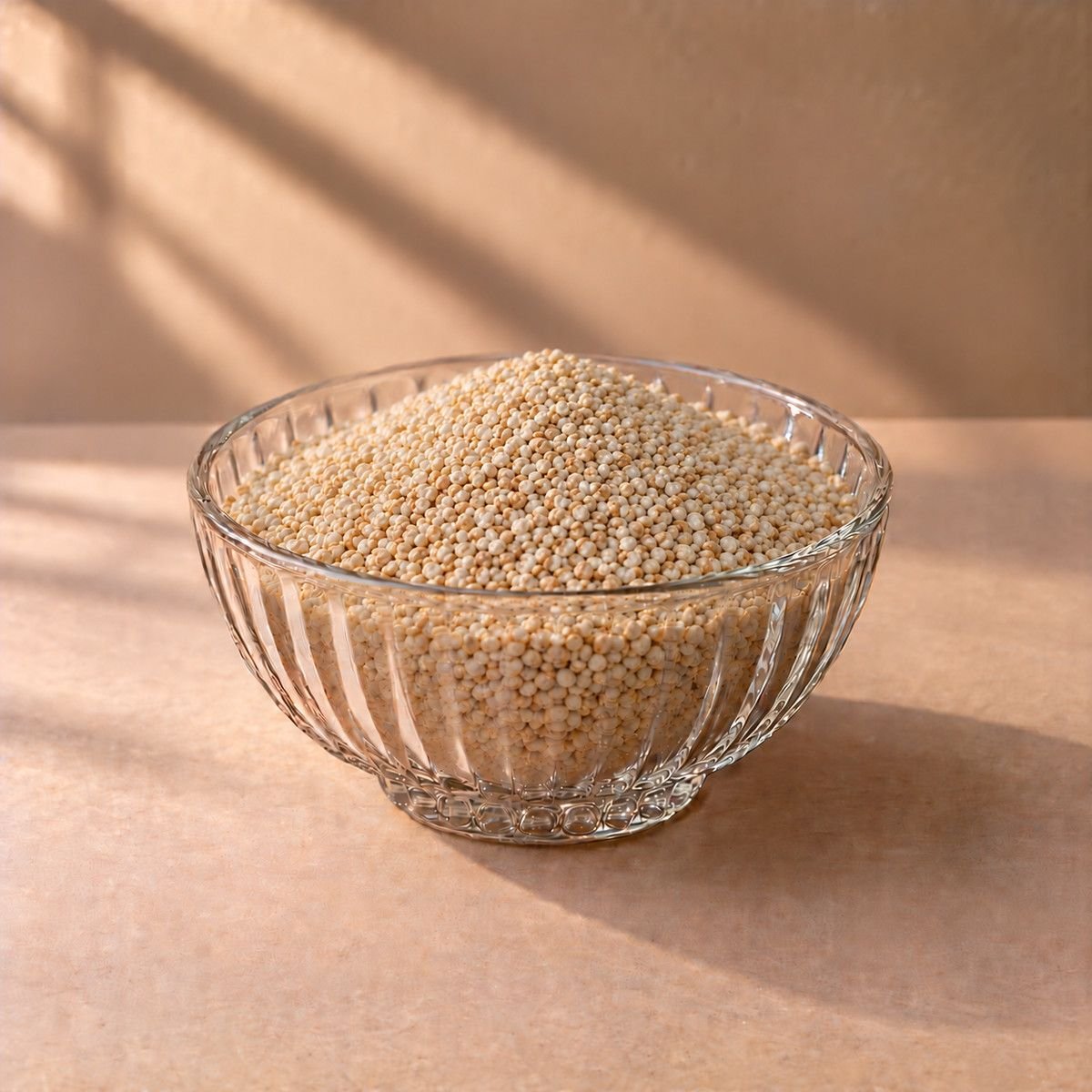 Quinoa in a glass bowl
