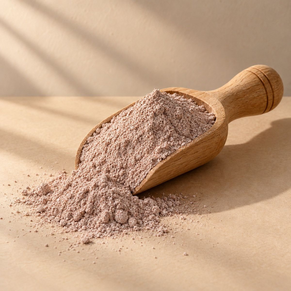 Ragi Flour in a wooden scoop