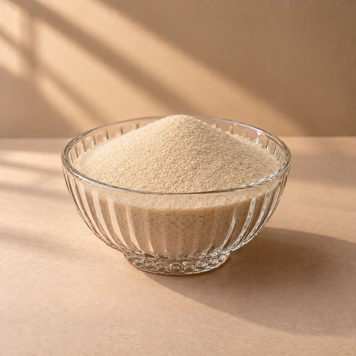 Upma Rava / Sooji in a glass bowl