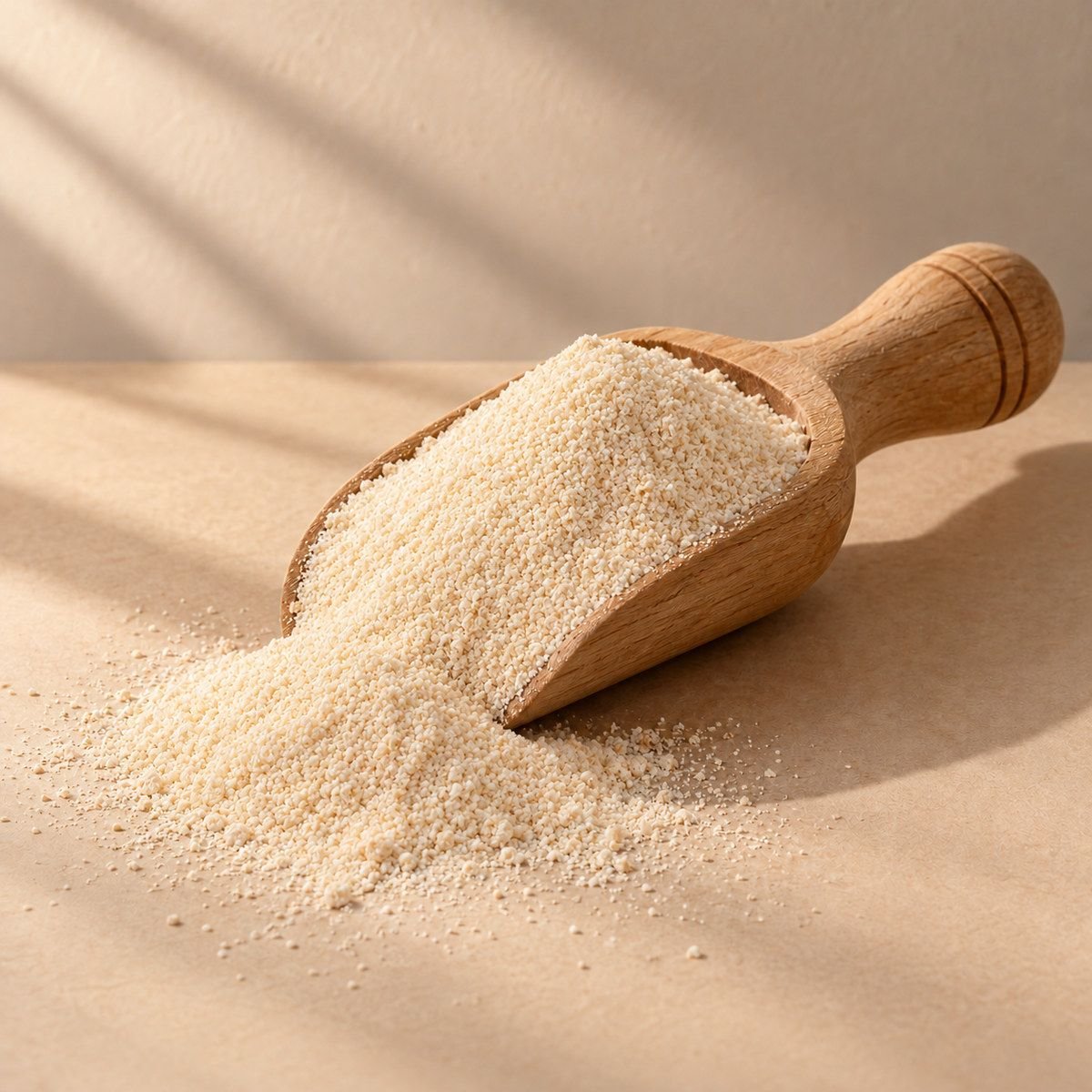Upma Rava / Sooji in a wooden scoop